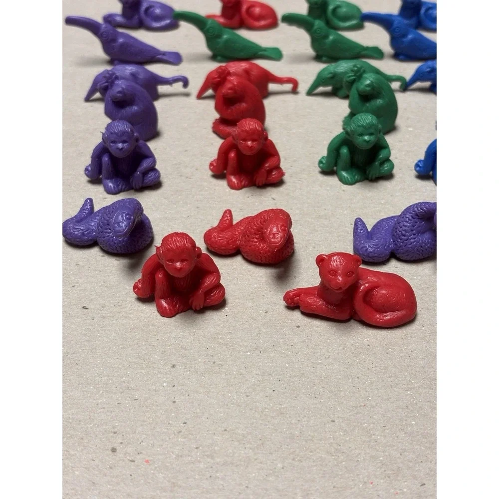 Vintage Lot Of 39 Rubber Mini Safari Animal Figures Counters Math Manipulatives